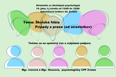 Stretnutie so školskými psychológmi na tému: Školská fóbia – prípady z praxe (od účastníkov)