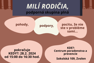Podporná skupina pre rodičov: Zvolen, 28. 02. 2024