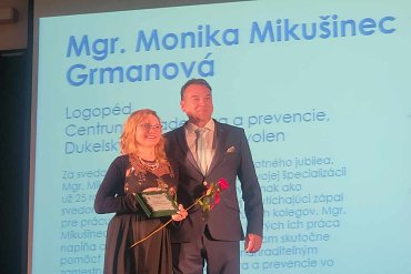 Ocenenie pre našu kolegyňu pani Mgr. Moniku Mikušinec Grmanovú