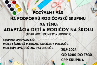 PODPORNÁ SKUPINA pre rodičov v Krupine