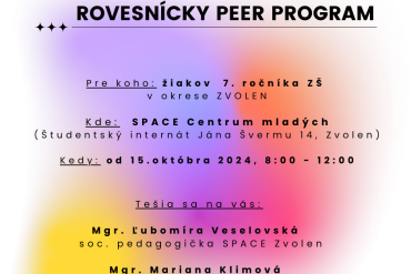 Rovesnícky PEER program (už v októbri)