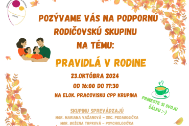 PODPORNÁ SKUPINA pre rodičov v Krupine