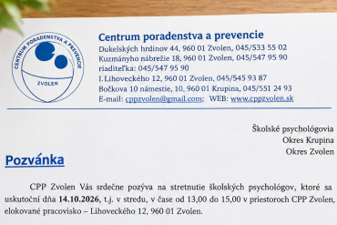 POZVÁNKA: Stretnutie školských psychológov - Zvolen a Krupina